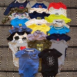 Lot of 23 baby boy onesies size 12 months